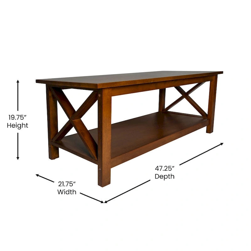 Table basse classique de style campagnard en bois massif