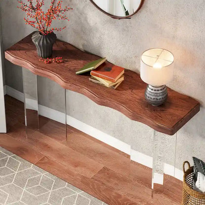 Console de 119 cm (47 pouces) avec pieds en acrylique pour entrée ou couloir, table d'appoint