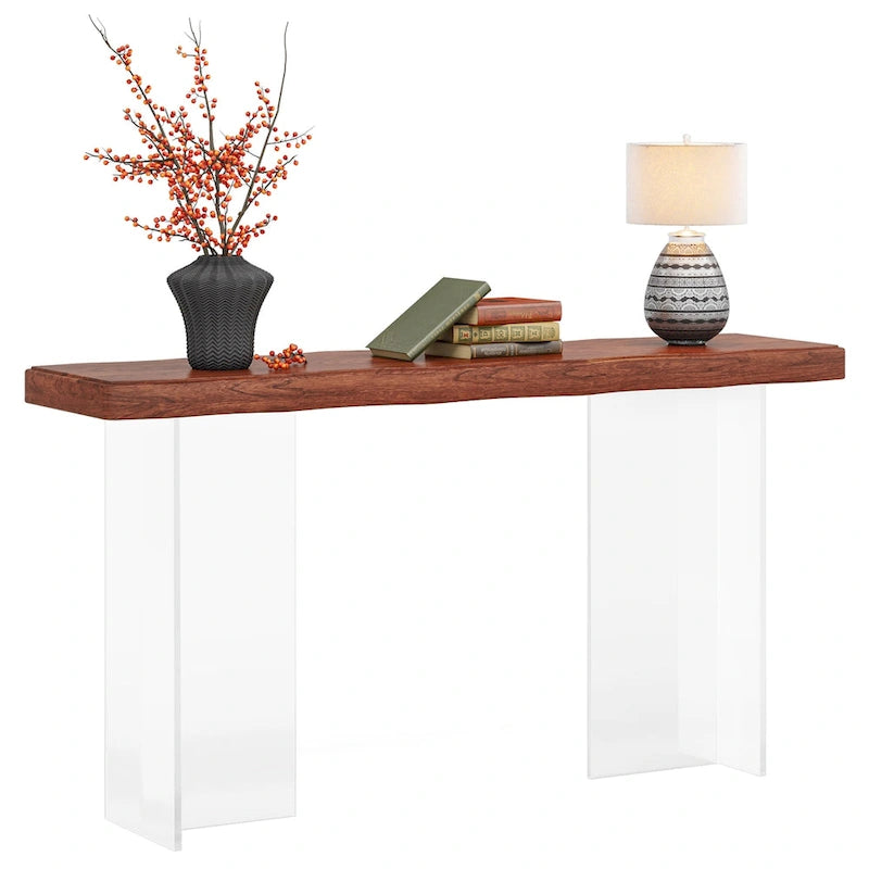 Console de 119 cm (47 pouces) avec pieds en acrylique pour entrée ou couloir, table d'appoint