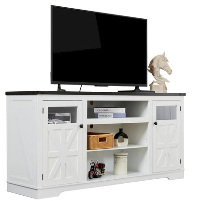 Ukuowu 66  Rustic Farmhouse TV Stand for 75 65 inch TV with Storage Cabinets for Living Room Bedroom