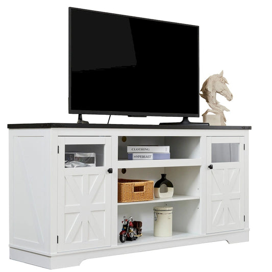 Ukuowu 66  Rustic Farmhouse TV Stand for 75 65 inch TV with Storage Cabinets for Living Room Bedroom