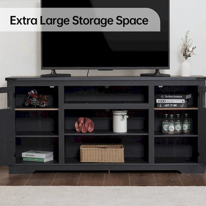 Meuble TV rustique Ukuowu 66 pour téléviseur 75 ou 65 pouces avec rangements intégrés pour salon ou chambre