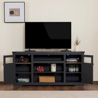 Meuble TV rustique Ukuowu 66 pour téléviseur 75 ou 65 pouces avec rangements intégrés pour salon ou chambre