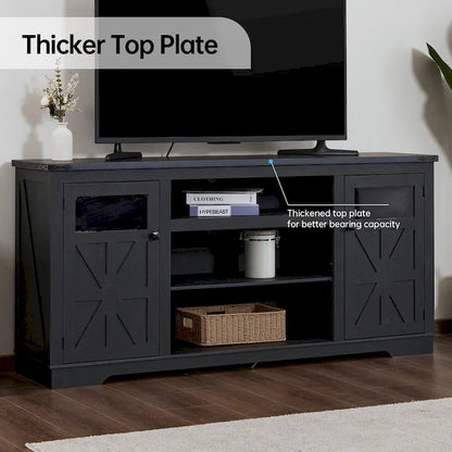 Meuble TV rustique Ukuowu 66 pour téléviseur 75 ou 65 pouces avec rangements intégrés pour salon ou chambre