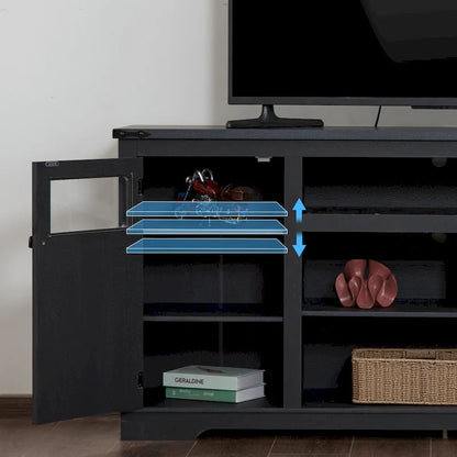 Meuble TV rustique Ukuowu 66 pour téléviseur 75 ou 65 pouces avec rangements intégrés pour salon ou chambre