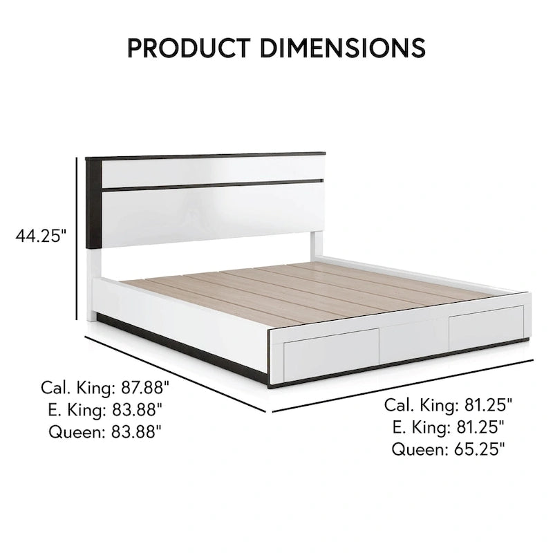 Ensemble de chambre à coucher moderne Conjira en bois blanc, 6 pièces, plateforme (USB) par Furniture of America