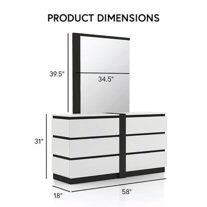 Ensemble de chambre à coucher moderne Conjira en bois blanc, 6 pièces, plateforme (USB) par Furniture of America