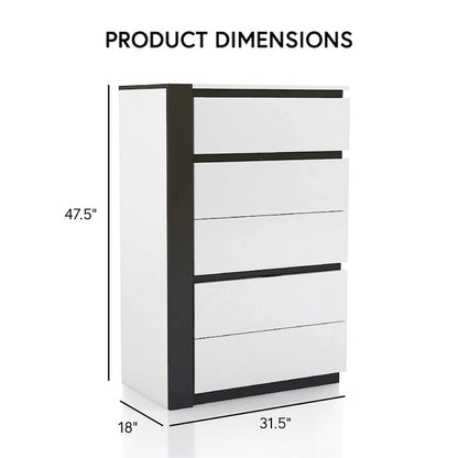 Ensemble de chambre à coucher moderne Conjira en bois blanc, 6 pièces, plateforme (USB) par Furniture of America