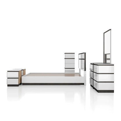 Ensemble de chambre à coucher moderne Conjira en bois blanc, 6 pièces, plateforme (USB) par Furniture of America