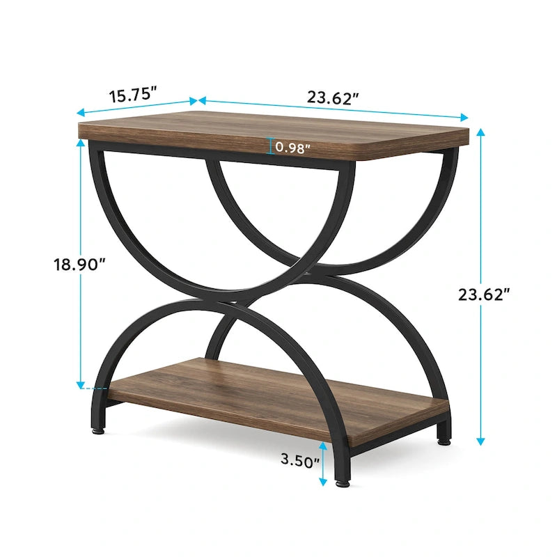 Table d'appoint à 2 niveaux en bois et métal pour salon (lot de 2) - 2 pièces