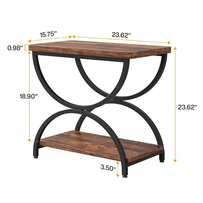 Table d'appoint à 2 niveaux en bois et métal pour salon (lot de 2) - 2 pièces