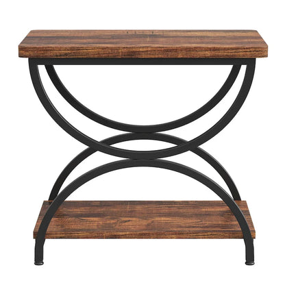 Table d'appoint à 2 niveaux en bois et métal pour salon (lot de 2) - 2 pièces