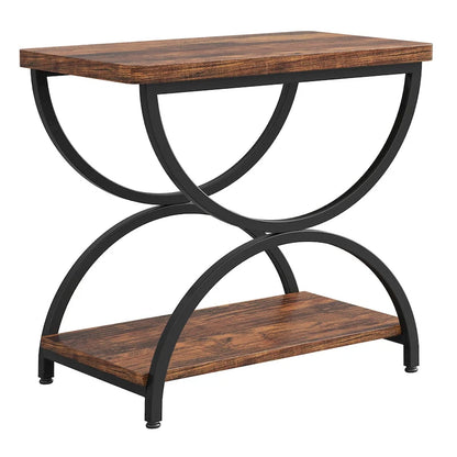 Table d'appoint à 2 niveaux en bois et métal pour salon (lot de 2) - 2 pièces