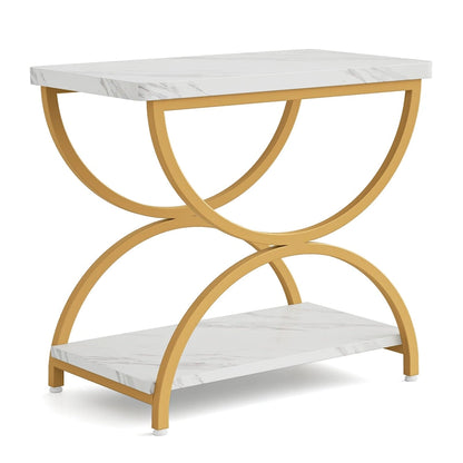 Table d'appoint à 2 niveaux en bois et métal pour salon (lot de 2) - 2 pièces