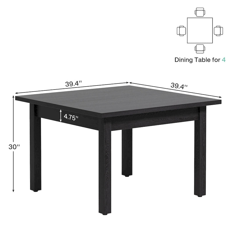 Table de salle à manger carrée de 39,4 cm avec pieds en bois massif pour 4 personnes, petite table de cuisine pour salle à manger