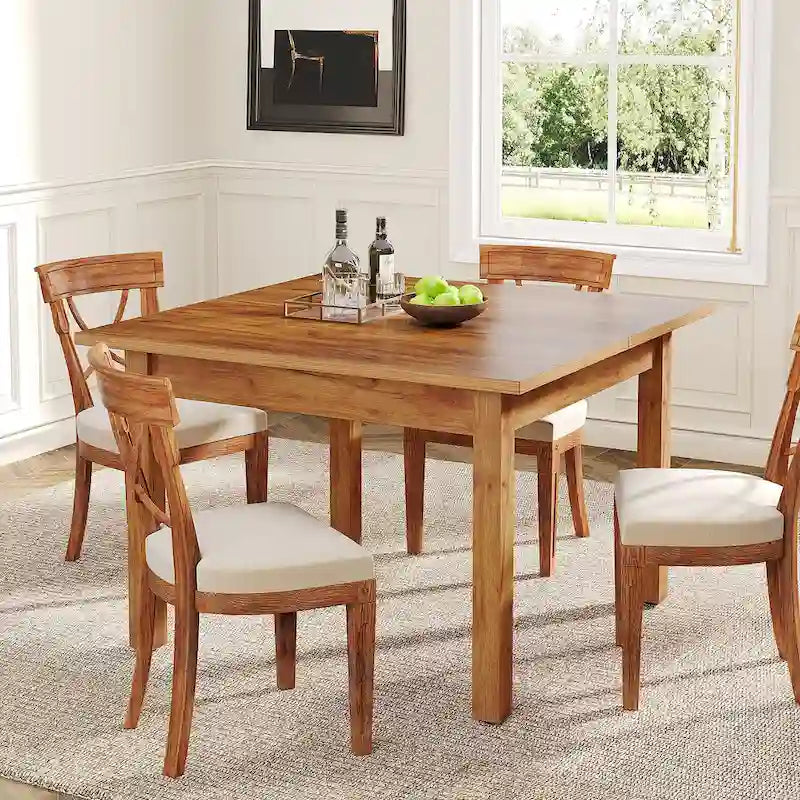 Table de salle à manger carrée de 39,4 cm avec pieds en bois massif pour 4 personnes, petite table de cuisine pour salle à manger