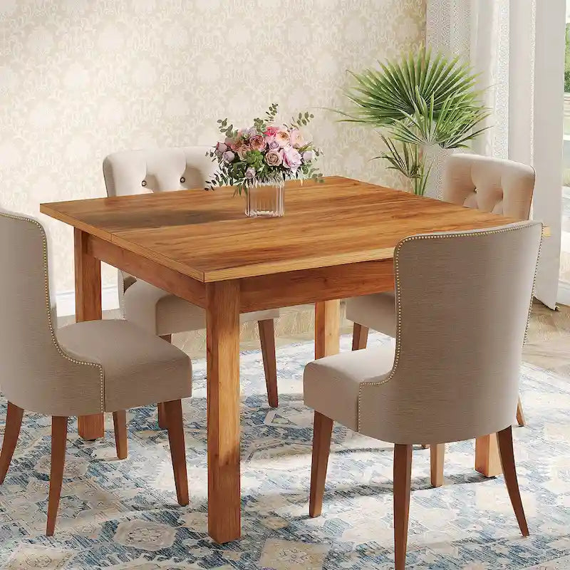 Table de salle à manger carrée de 39,4 cm avec pieds en bois massif pour 4 personnes, petite table de cuisine pour salle à manger