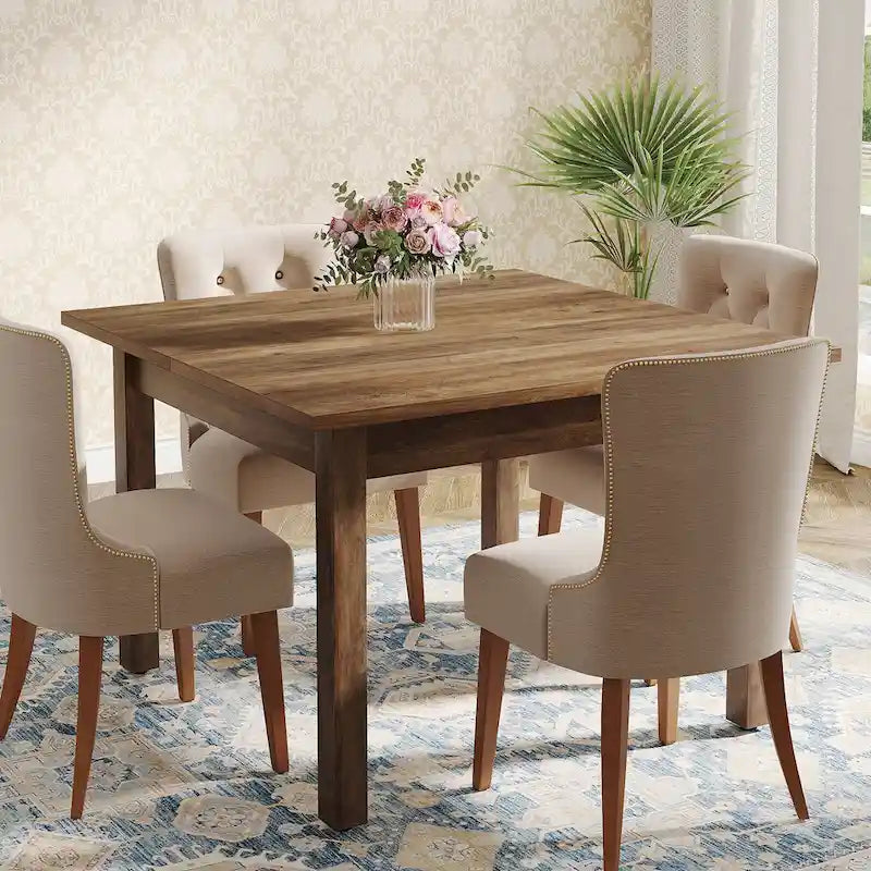 Table de salle à manger carrée de 39,4 cm avec pieds en bois massif pour 4 personnes, petite table de cuisine pour salle à manger