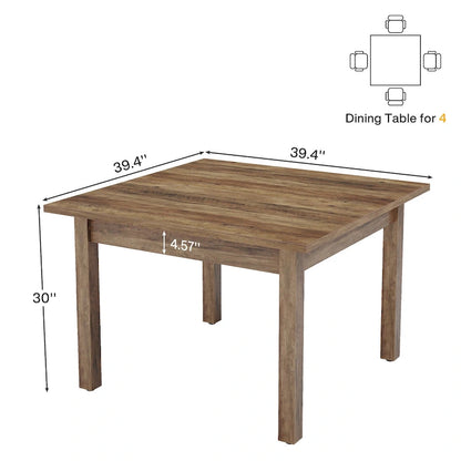 Table de salle à manger carrée de 39,4 cm avec pieds en bois massif pour 4 personnes, petite table de cuisine pour salle à manger
