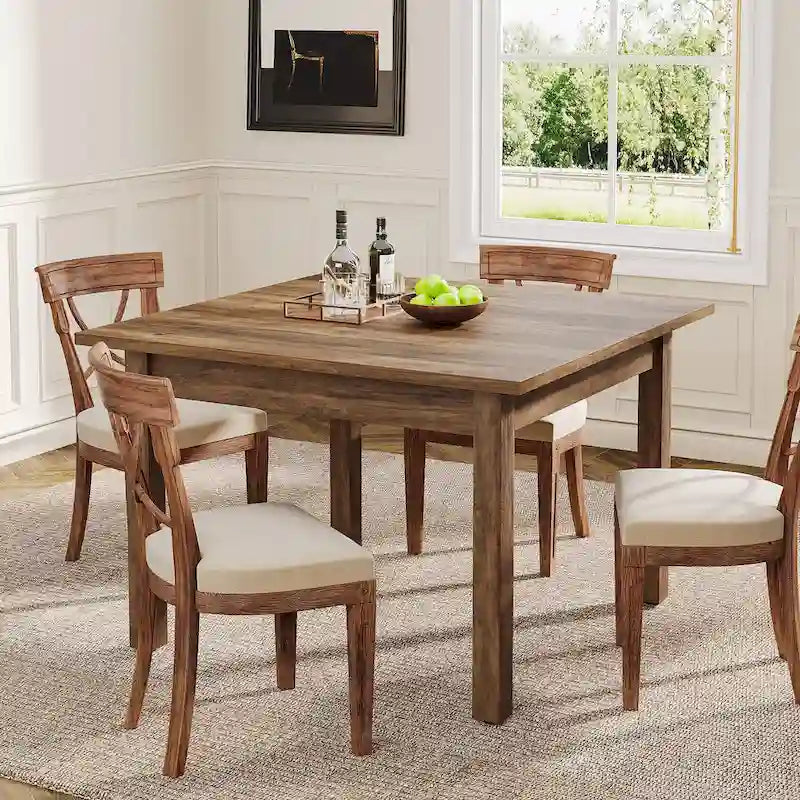 Table de salle à manger carrée de 39,4 cm avec pieds en bois massif pour 4 personnes, petite table de cuisine pour salle à manger