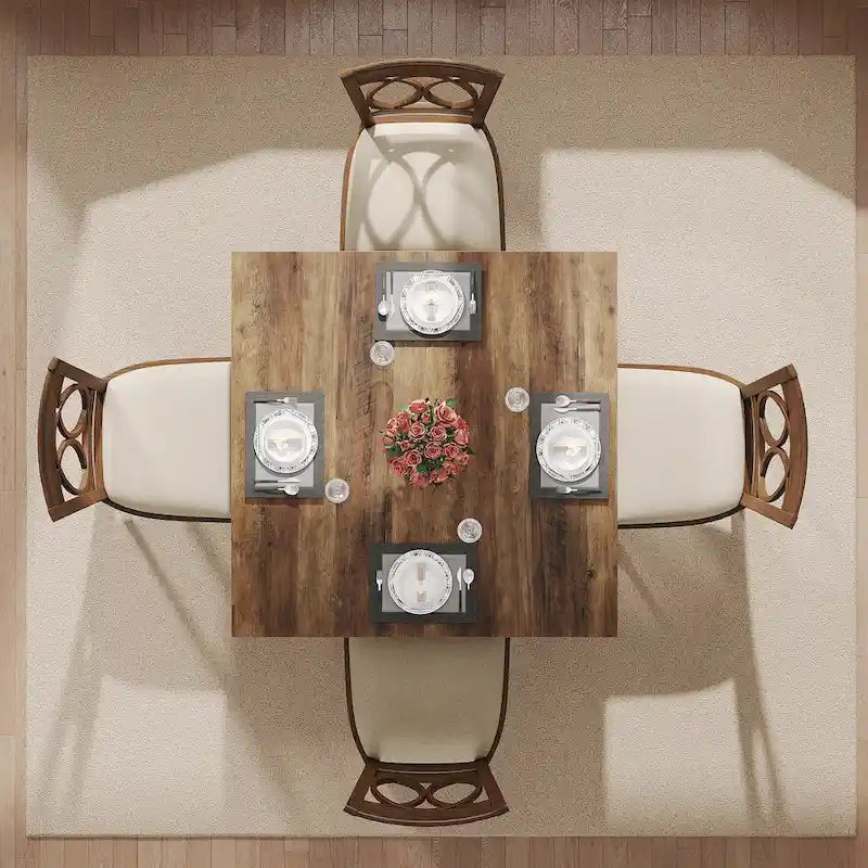 Table de salle à manger carrée de 39,4 cm avec pieds en bois massif pour 4 personnes, petite table de cuisine pour salle à manger