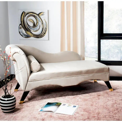 Chaise longue SAFAVIEH Karan style moderne milieu du siècle avec coussin - 63 cm (L) x 28 cm (P) x 30 cm (H)