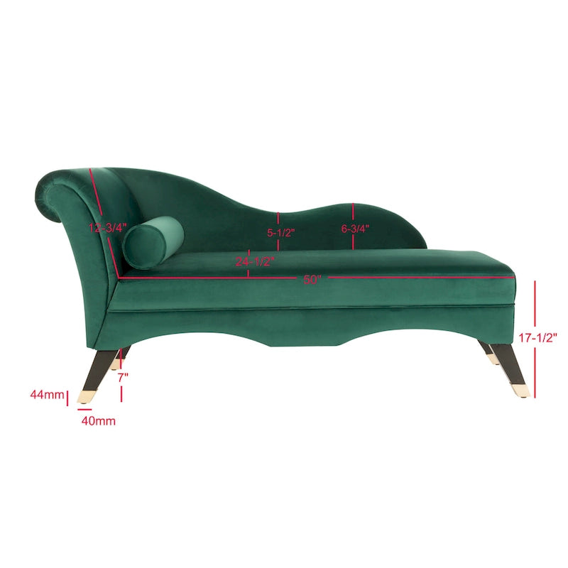 Chaise longue SAFAVIEH Karan style moderne milieu du siècle avec coussin - 63 cm (L) x 28 cm (P) x 30 cm (H)