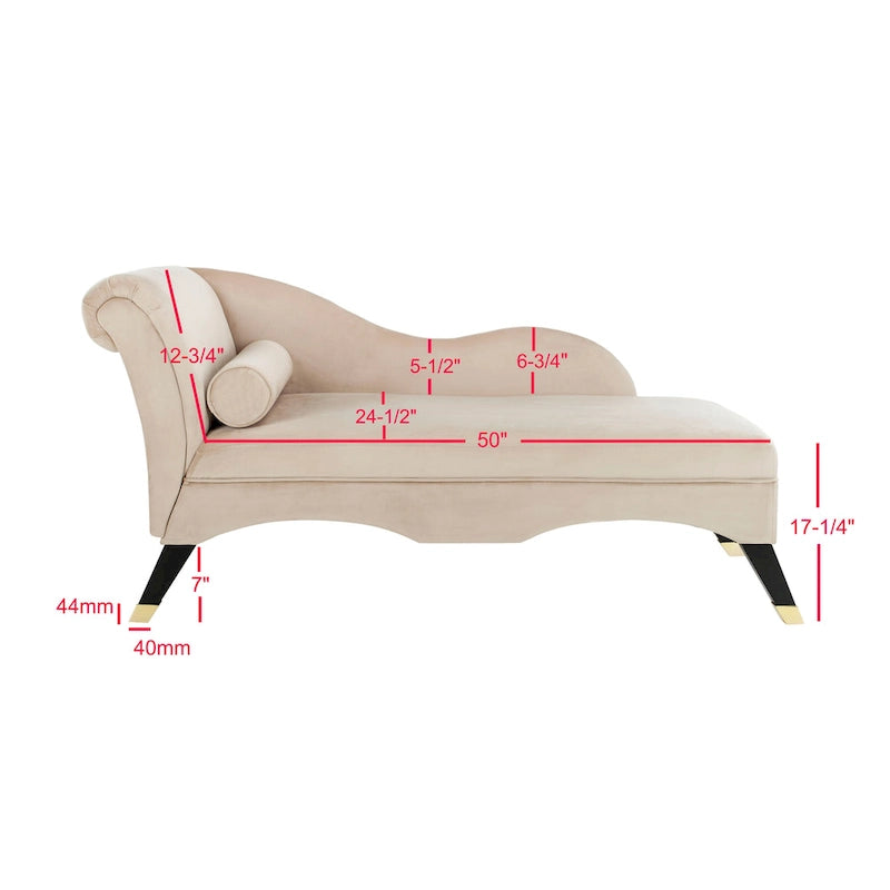Chaise longue SAFAVIEH Karan style moderne milieu du siècle avec coussin - 63 cm (L) x 28 cm (P) x 30 cm (H)