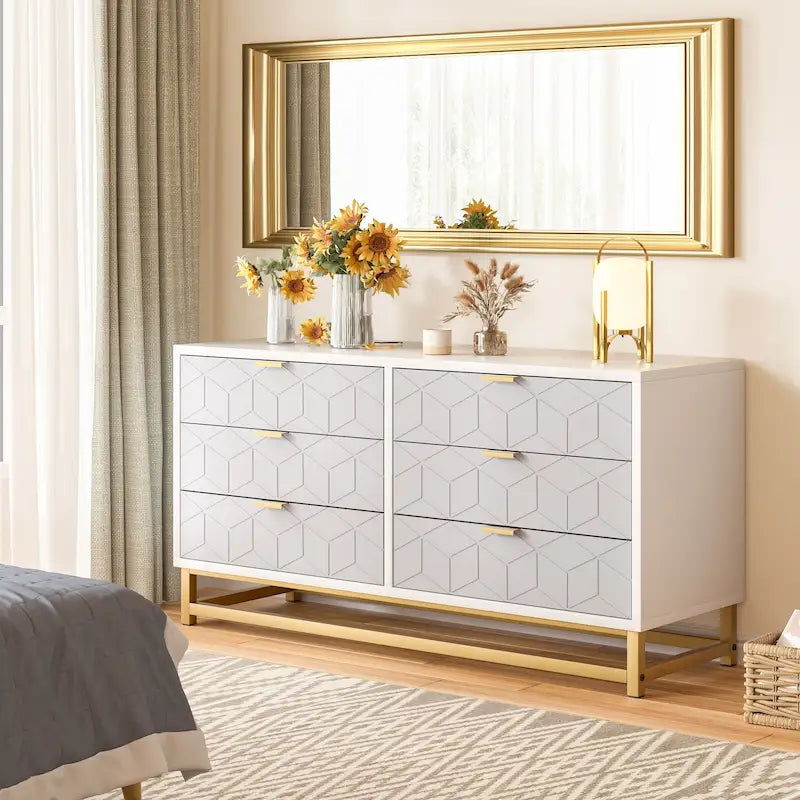 Commode à 6 tiroirs pour chambre à coucher de style moderne