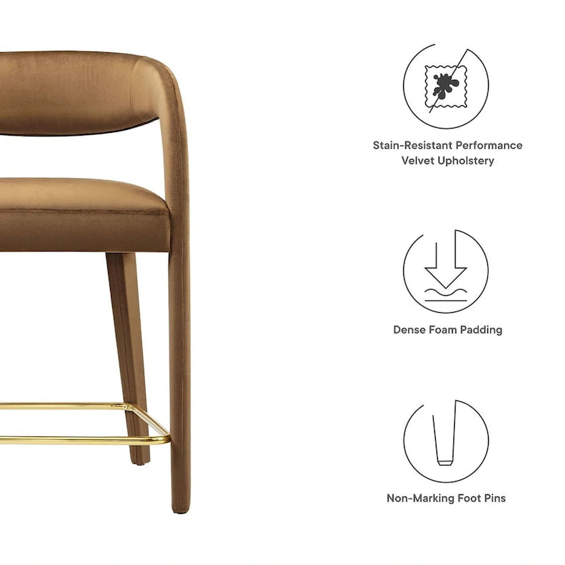 Ensemble de deux tabourets de comptoir en velours Pinnacle Performance