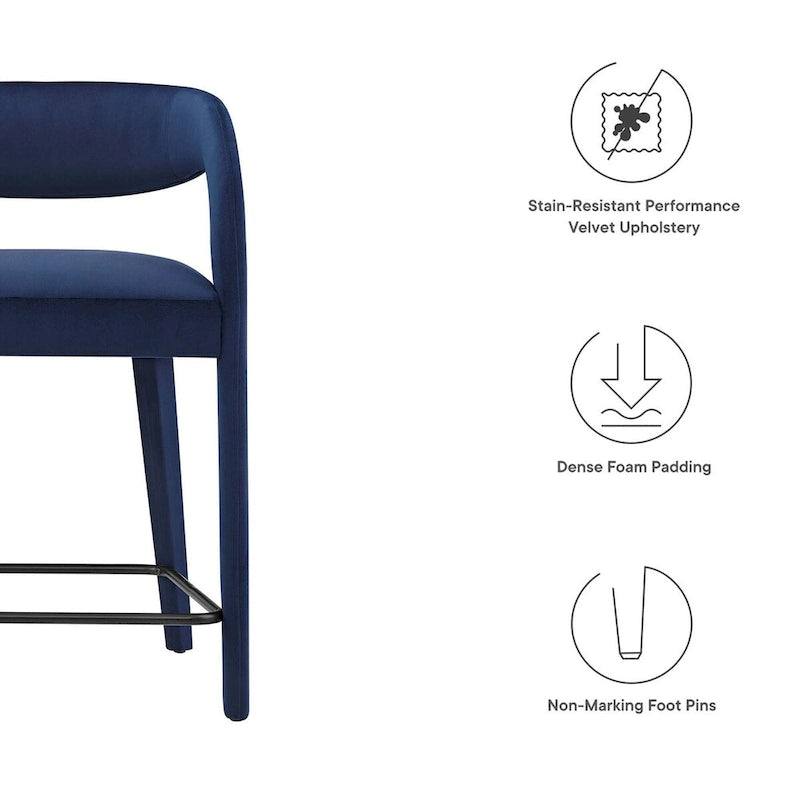 Ensemble de deux tabourets de comptoir en velours Pinnacle Performance
