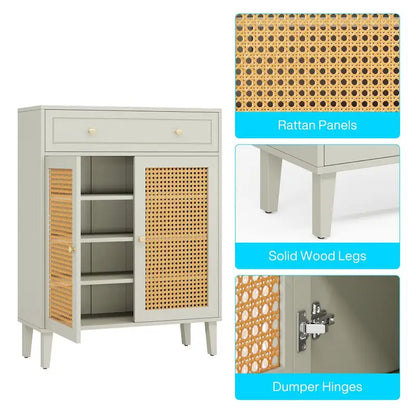Meuble de rangement avec portes, buffet avec étagères réglables et tiroir