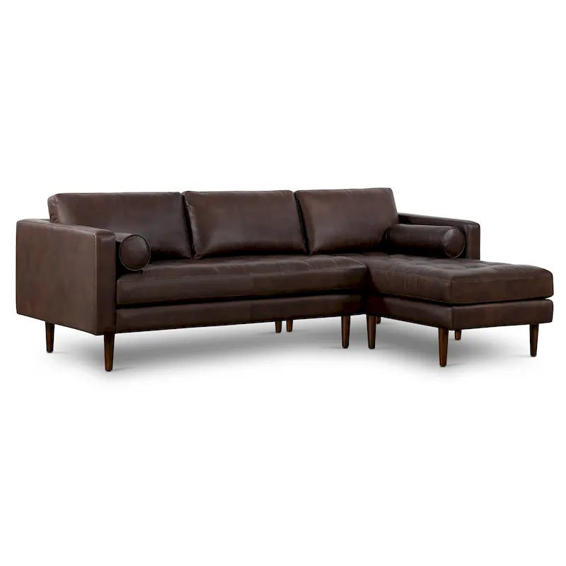 Canapé d'angle droit Poly &amp; Bark Napa 104,5 - Cuir italien pleine fleur véritable