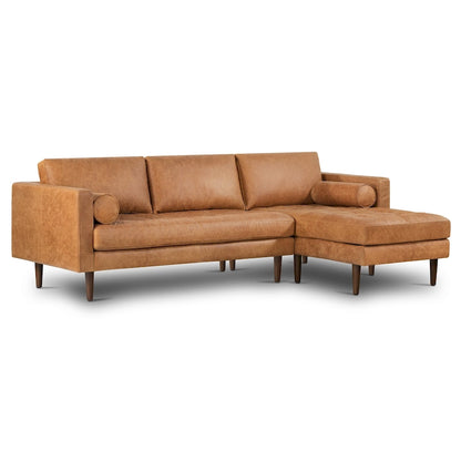 Canapé d'angle droit Poly &amp; Bark Napa 104,5 - Cuir italien pleine fleur véritable