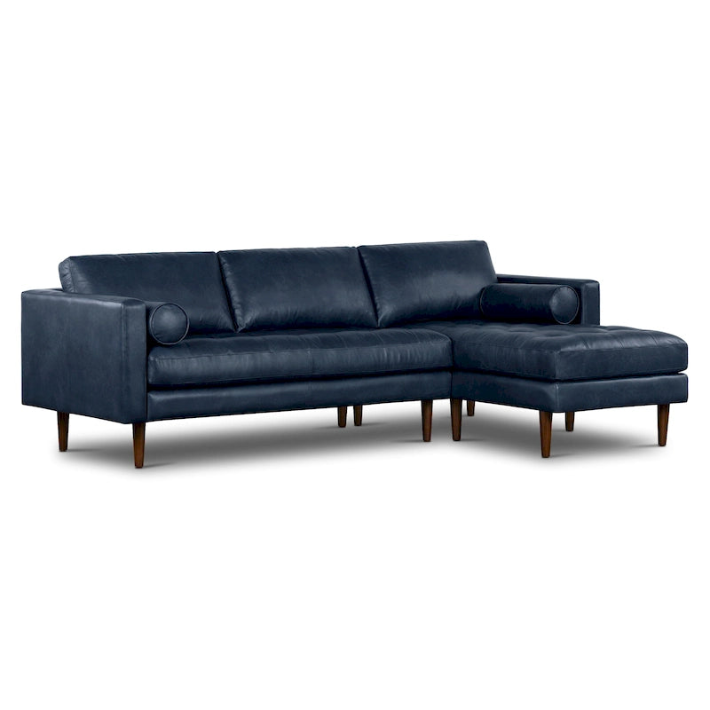 Canapé d'angle droit Poly &amp; Bark Napa 104,5 - Cuir italien pleine fleur véritable