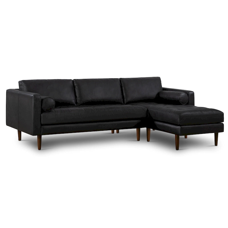 Canapé d'angle droit Poly &amp; Bark Napa 104,5 - Cuir italien pleine fleur véritable