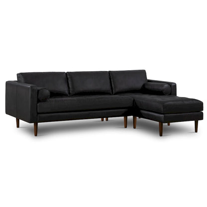 Canapé d'angle droit Poly &amp; Bark Napa 104,5 - Cuir italien pleine fleur véritable