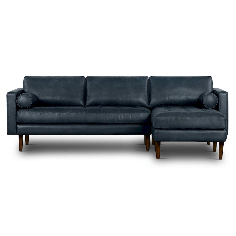 Canapé d'angle droit Poly &amp; Bark Napa 104,5 - Cuir italien pleine fleur véritable