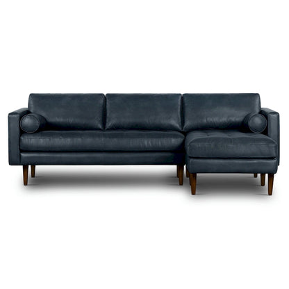 Canapé d'angle droit Poly &amp; Bark Napa 104,5 - Cuir italien pleine fleur véritable