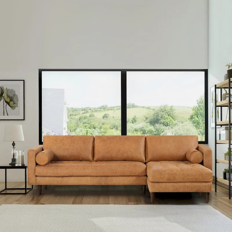 Poly & Bark Napa 104.5  Right-facing Sectional Sofa - Full Grain Genuine Italian Leather