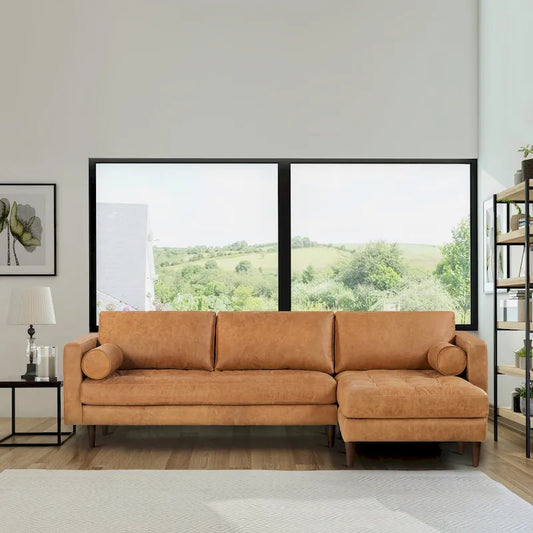 Poly & Bark Napa 104.5  Right-facing Sectional Sofa - Full Grain Genuine Italian Leather
