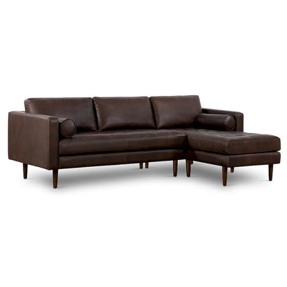 Canapé d'angle droit Poly &amp; Bark Napa 104,5 - Cuir italien pleine fleur véritable