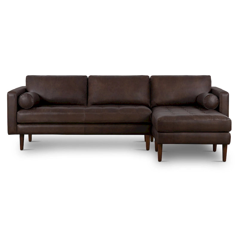 Canapé d'angle droit Poly &amp; Bark Napa 104,5 - Cuir italien pleine fleur véritable