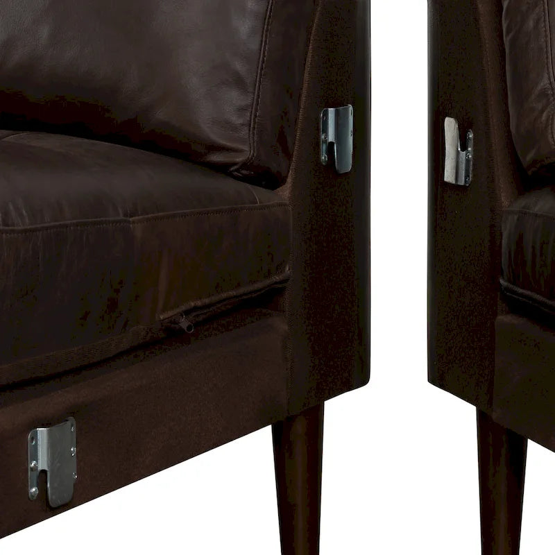 Canapé d'angle droit Poly &amp; Bark Napa 104,5 - Cuir italien pleine fleur véritable