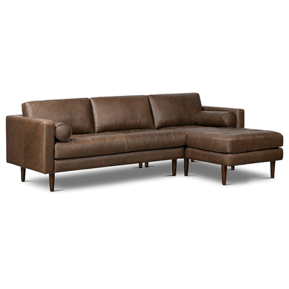Canapé d'angle droit Poly &amp; Bark Napa 104,5 - Cuir italien pleine fleur véritable