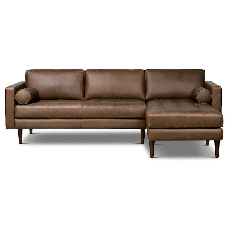 Canapé d'angle droit Poly &amp; Bark Napa 104,5 - Cuir italien pleine fleur véritable