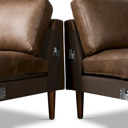 Canapé d'angle droit Poly &amp; Bark Napa 104,5 - Cuir italien pleine fleur véritable