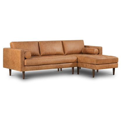 Canapé d'angle droit Poly &amp; Bark Napa 104,5 - Cuir italien pleine fleur véritable