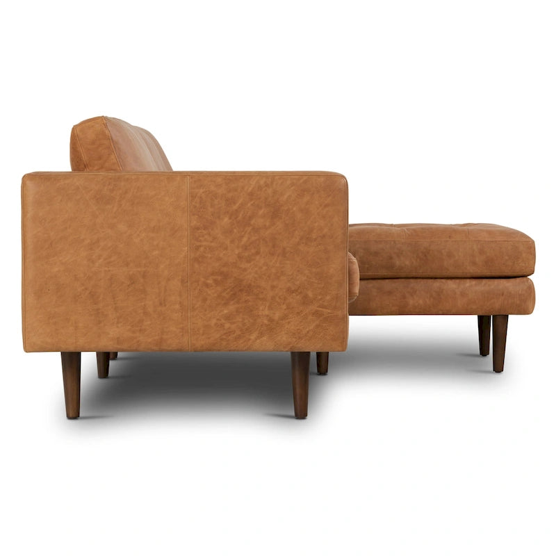 Canapé d'angle droit Poly &amp; Bark Napa 104,5 - Cuir italien pleine fleur véritable