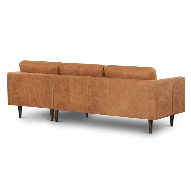 Canapé d'angle droit Poly &amp; Bark Napa 104,5 - Cuir italien pleine fleur véritable